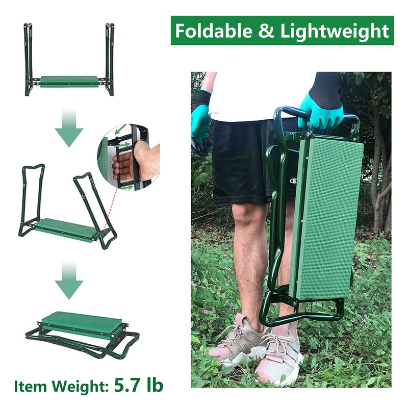 BESTHLS Garden Kneeler and Seat - Heavy Duty Folding Stool with Thick Pad, Tool Pouch, 330 lbs Capacity - Knee & Back Support, Perfect for Seniors, Women, Men - Image 4